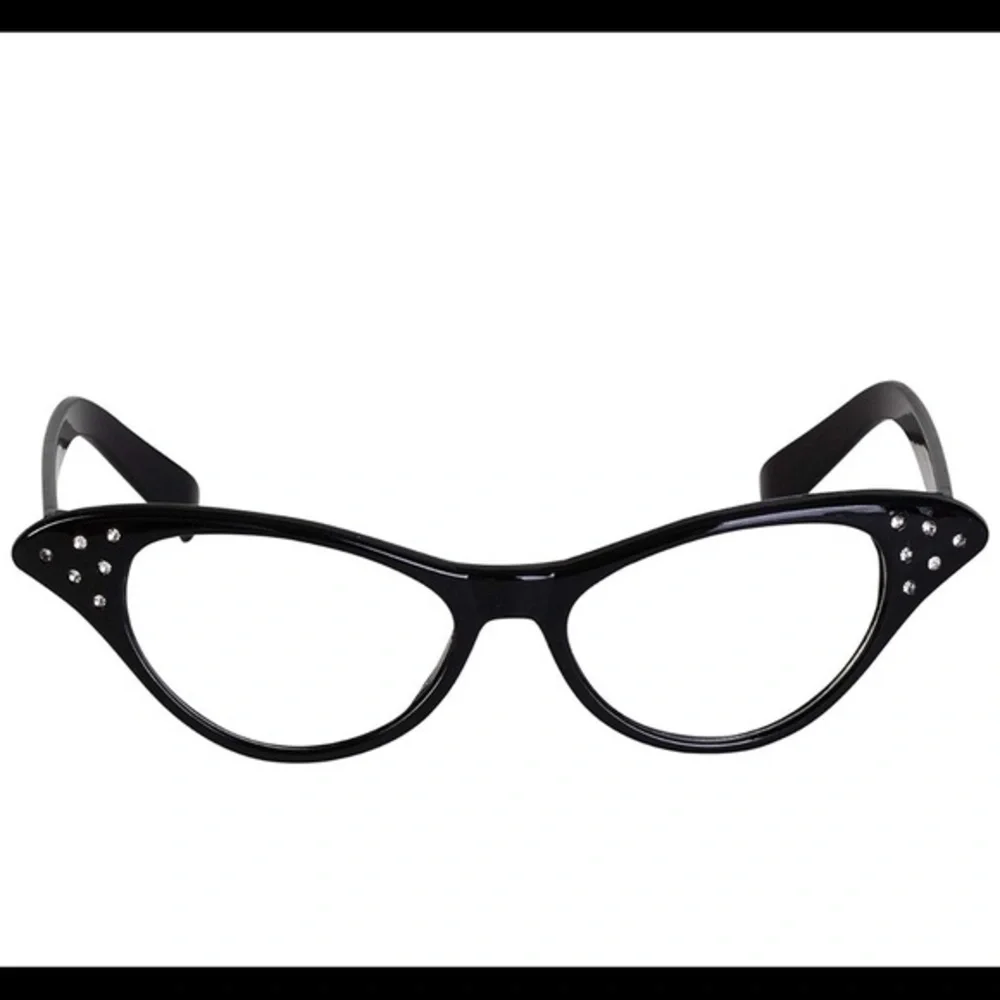 50’s Women’s Black Cat Eye Rhinestone Glasses